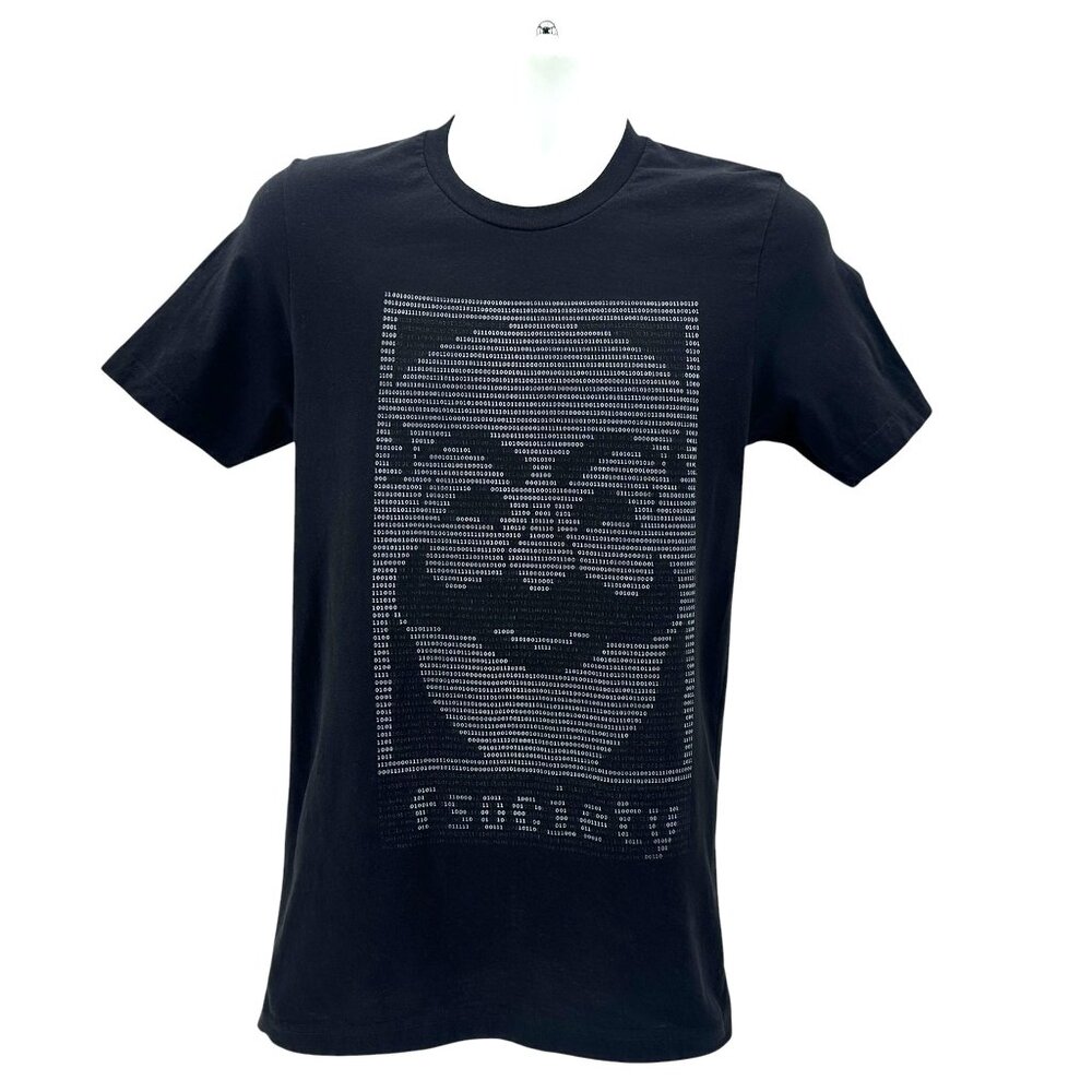 Designed By Humans Mens Medium Shirt Fsociety Binary Code Hack Mustache Smile